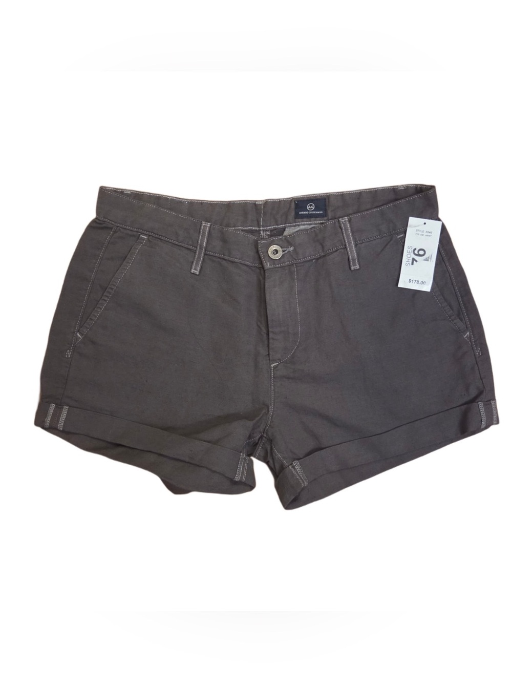 AG Adriano Goldschmied Gray Cuffed Cotton Shorts
